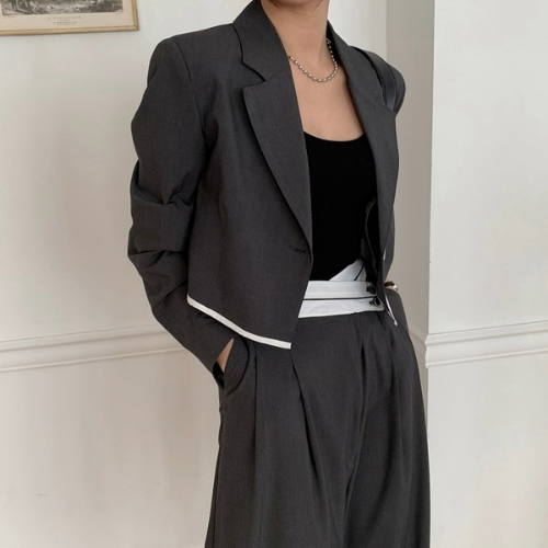 트렌디한 캐주얼 여성 크롭 자켓 숏자켓 (2color)