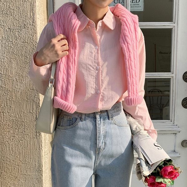 파스텔 봄 기본 베이직 무지 카라 기본 바스락 남방 셔츠 (6color)