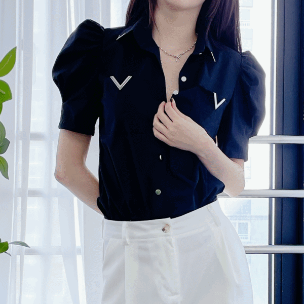 여름 벌룬 퍼프 소매 오피스 하객룩 셔링 블라우스 셔츠 (2color)