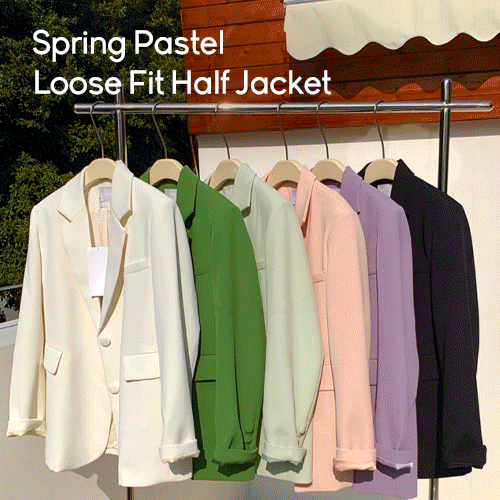 봄신상 파스텔 루즈핏 하프 자켓 (6color)