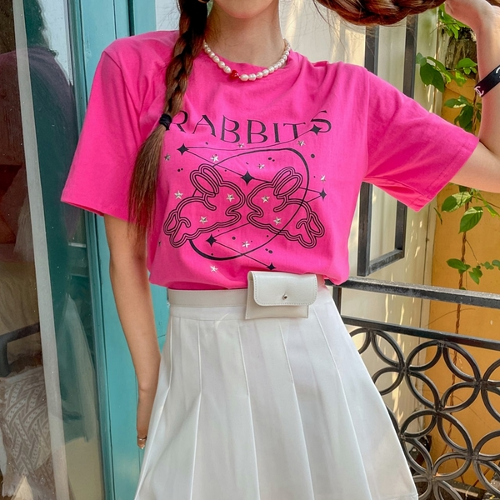 썸머 캐릭터 여성 여름 반팔 면 티 데일리 티셔츠 (3color)