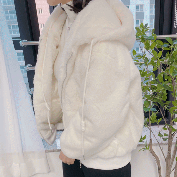 완존 따습 보들보들한 페이크퍼 겨울 밍크 후드 점퍼 자켓 (4color)