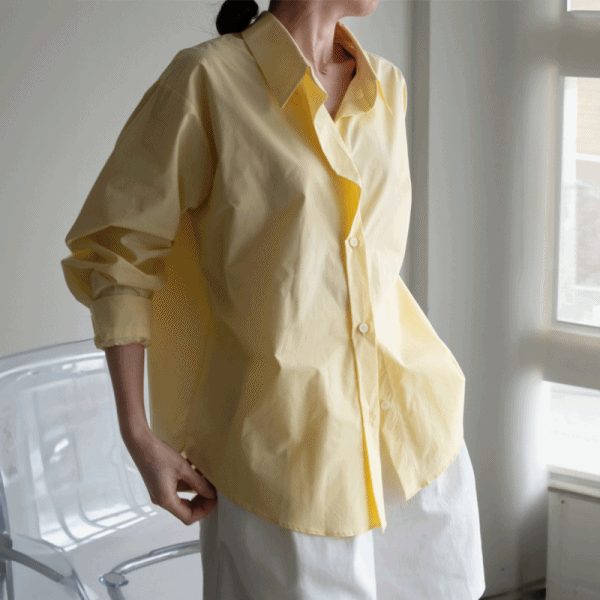 루즈핏 여리여리 기본 베이직 셔츠 카라 여성 남방 블라우스 (2color)